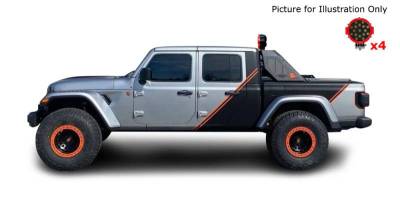 Black Horse Off Road - VIGOR Roll Bar Kit-With 2 Set of 7.0".Red Trim Rings LED Flood Lights-Black-2020-2026 Jeep Gladiator|Black Horse Off Road - Image 35