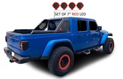 Black Horse Off Road - VIGOR Roll Bar Kit-With 2 Set of 7.0".Red Trim Rings LED Flood Lights-Black-2020-2026 Jeep Gladiator|Black Horse Off Road - Image 39