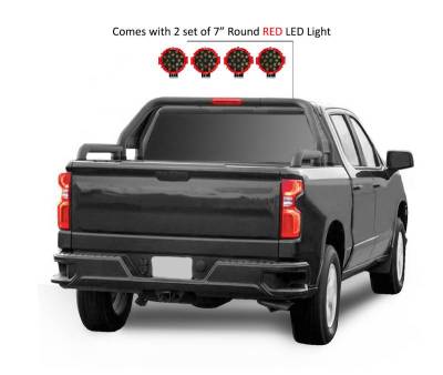 Black Horse Off Road - GLADIATOR Roll Bar Kit-With 2 Set of 7.0".Red Trim Rings LED Flood Lights-Black-Silverado/Sierra 14+,Ford F-150 15+,Dodge Ram 15+|Black Horse Off Road - Image 25
