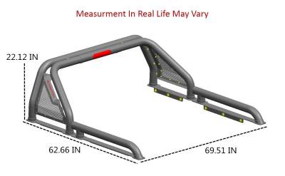 Black Horse Off Road - GLADIATOR Roll Bar Kit-With 2 Set of 7.0".Red Trim Rings LED Flood Lights-Black-Silverado/Sierra 14+,Ford F-150 15+,Dodge Ram 15+|Black Horse Off Road - Image 29
