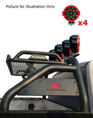 Black Horse Off Road - ATLAS Roll Bar Kit-With 2 Set of 7.0".Red Trim Rings LED Flood Lights-Black-Silverado/Sierra 14+,Ford F-150 15+,Dodge Ram 15+|Black Horse Off Road - Image 3