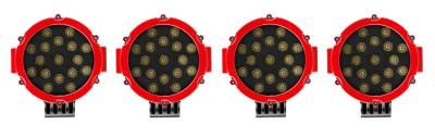 Black Horse Off Road - ATLAS Roll Bar Kit-With 2 Set of 7.0".Red Trim Rings LED Flood Lights-Black-Silverado/Sierra 14+,Ford F-150 15+,Dodge Ram 15+|Black Horse Off Road - Image 5
