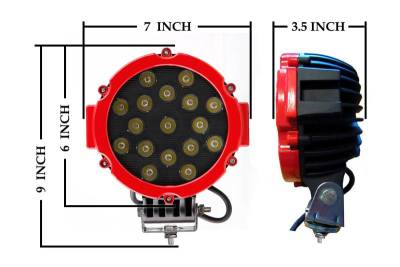 Black Horse Off Road - ATLAS Roll Bar Kit-With 2 Set of 7.0".Red Trim Rings LED Flood Lights-Black-Silverado/Sierra 14+,Ford F-150 15+,Dodge Ram 15+|Black Horse Off Road - Image 33