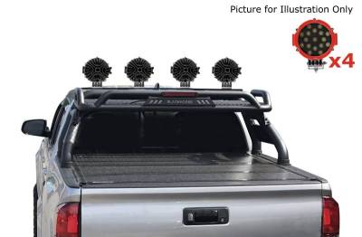 Black Horse Off Road - ATLAS Roll Bar Kit-With 2 Set of 7.0".Red Trim Rings LED Flood Lights-Black-Silverado/Sierra 14+,Ford F-150 15+,Dodge Ram 15+|Black Horse Off Road - Image 38