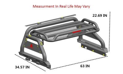 Black Horse Off Road - ATLAS Roll Bar Kit-With 2 Set of7.0".Red Trim Rings LED Flood Lights-Black-2020-2026 Jeep Gladiator|Black Horse Off Road - Image 5