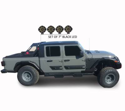 Black Horse Off Road - VIGOR Roll Bar Kit-With 2 Set of 7.0".Black Trim Rings LED Flood Lights-Black-2020-2026 Jeep Gladiator|Black Horse Off Road - Image 27