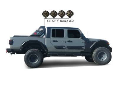 Black Horse Off Road - VIGOR Roll Bar Kit-With 2 Set of 7.0".Black Trim Rings LED Flood Lights-Black-2020-2026 Jeep Gladiator|Black Horse Off Road - Image 33