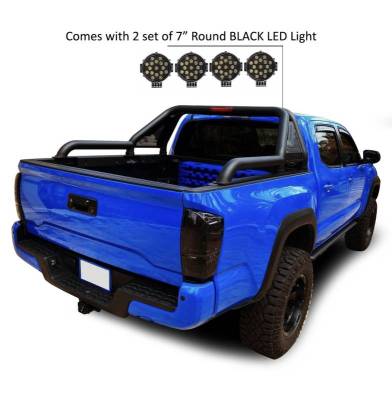 Black Horse Off Road - GLADIATOR Roll Bar Kit-With 2 Set of 7.0".Black Trim Rings LED Flood Lights-Black-2015-2026 GMC Canyon|2015-2026 Chevrolet Colorado|2015-2026 Toyota Tacoma|Black Horse Off Road - Image 19