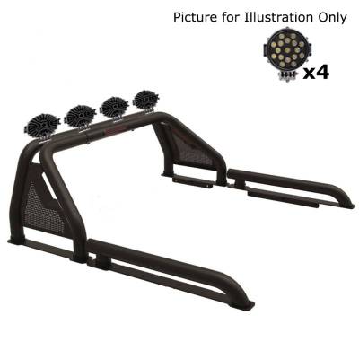 Black Horse Off Road - GLADIATOR Roll Bar Kit-With 2 Set of 7.0".Black Trim Rings LED Flood Lights-Black-2015-2026 GMC Canyon|2015-2026 Chevrolet Colorado|2015-2026 Toyota Tacoma|Black Horse Off Road - Image 28