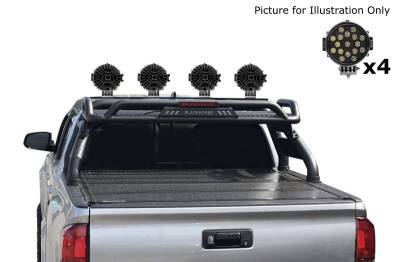 Black Horse Off Road - ATLAS Roll Bar Kit-With 2 Set of 7.0".Black Trim Rings LED Flood Lights-Black-2005-2021 Nissan Frontier|Black Horse Off Road - Image 23