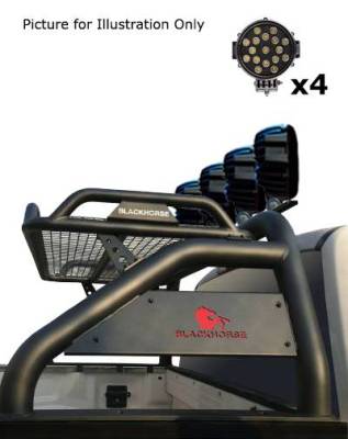 Black Horse Off Road - ATLAS Roll Bar Kit-With 2 Set of 7.0".Black Trim Rings LED Flood Lights-Black-2005-2021 Nissan Frontier|Black Horse Off Road - Image 26