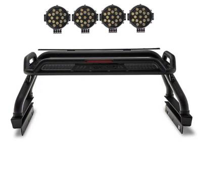 Black Horse Off Road - ATLAS Roll Bar Kit-With 2 pairs of 7.0" Black Trim Rings LED Flood Lights-Black-2019-2026 Ford Ranger|Black Horse Off Road - Image 7