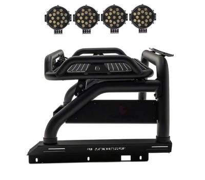 Black Horse Off Road - ATLAS Roll Bar Kit-With 2 pairs of 7.0" Black Trim Rings LED Flood Lights-Black-2019-2026 Ford Ranger|Black Horse Off Road - Image 9