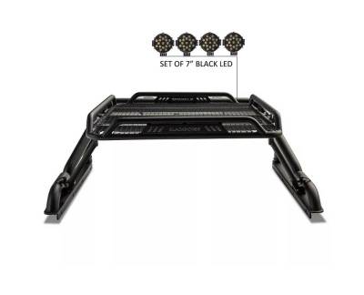 Black Horse Off Road - WARRIOR Roll Bar-With 2 Set of 7.0".Black Trim Rings LED Flood Lights-Black-Silverado/Sierra 14+,Ford F-150 15+,Dodge Ram 15+|Black Horse Off Road - Image 9