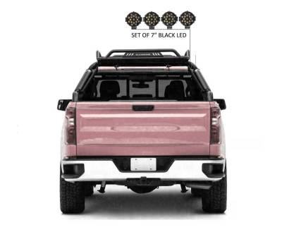 Black Horse Off Road - WARRIOR Roll Bar-With 2 Set of 7.0".Black Trim Rings LED Flood Lights-Black-Silverado/Sierra 14+,Ford F-150 15+,Dodge Ram 15+|Black Horse Off Road - Image 11