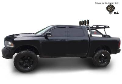 Black Horse Off Road - WARRIOR Roll Bar-With 2 Set of 7.0".Black Trim Rings LED Flood Lights-Black-Silverado/Sierra 14+,Ford F-150 15+,Dodge Ram 15+|Black Horse Off Road - Image 17