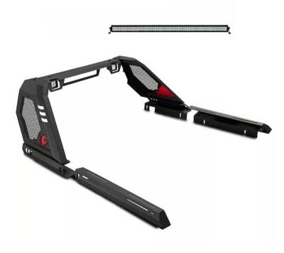 VIGOR Roll Bar Kit-With 40" LED light Bar-Black-2007-2026 Chevrolet Silverado 1500|2007-2026 GMC Sierra 1500|2009-2010 Dodge Ram 1500|2011-2026 Ram 1500|2009-2026 Ford F-150|2007-2026 Toyota Tundra|Black Horse Off Road