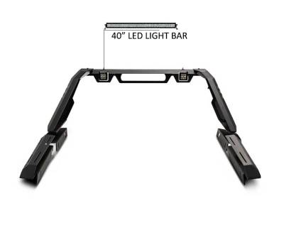 Black Horse Off Road - VIGOR Roll Bar Kit-With 40" LED light Bar-Black-2020-2026 Jeep Gladiator|Black Horse Off Road - Image 3