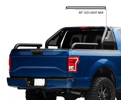 Black Horse Off Road - GLADIATOR Roll Bar Kit-With 40" LED light Bar-Black-Silverado/Sierra 14+,Ford F-150 15+,Dodge Ram 15+|Black Horse Off Road - Image 13