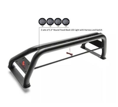 Black Horse Off Road - CLASSIC Roll Bar Kit-With 2 Set of 5.3" Black Trim Rings LED Flood Lights-Black-2005-2021 Nissan Frontier|Black Horse Off Road - Image 19