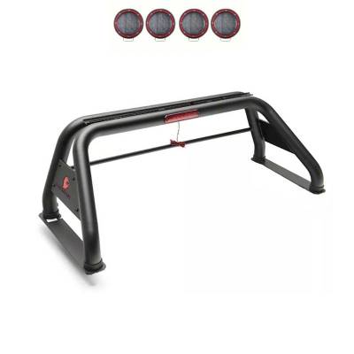 CLASSIC Roll Bar Kit-With 2 Set of 5.3" Black Trim Rings LED Flood Lights-Black-Nissan Titan, Dodge/Ram 2500/3500, Chevrolet Silverado 1500/2500 HD/3500, Ford F-150, GMC Sierra 1500/2500 HD/3500 HD, Toyota Tundra|Black Horse Off Road