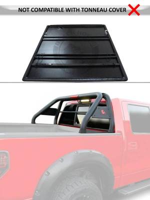 Black Horse Off Road - CLASSIC Roll Bar Kit-With 2 Set of 5.3" Black Trim Rings LED Flood Lights-Black-2019-2026 Ram 1500 ( Excludes Classic model )|Black Horse Off Road - Image 3