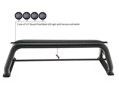 Black Horse Off Road - CLASSIC Roll Bar Kit-With 2 Set of 5.3" Black Trim Rings LED Flood Lights-Black-2019-2026 Ram 1500 ( Excludes Classic model )|Black Horse Off Road - Image 25