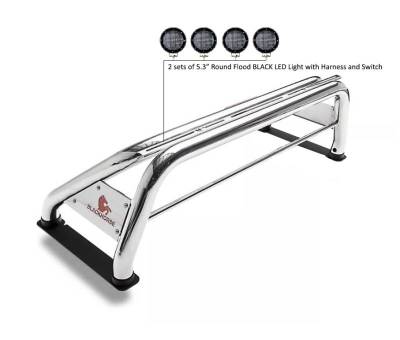 Black Horse Off Road - CLASSIC Roll Bar Kit-With 2 Set of 5.3" Black Trim Rings LED Flood Lights-Stainless Steel-2019-2026 Ram 1500 ( Excludes Classic model )|Black Horse Off Road - Image 9
