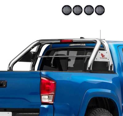 Black Horse Off Road - CLASSIC Roll Bar Kit-With 2 Set of 5.3" Black Trim Rings LED Flood Lights-Stainless Steel-2019-2026 Ram 1500 ( Excludes Classic model )|Black Horse Off Road - Image 11