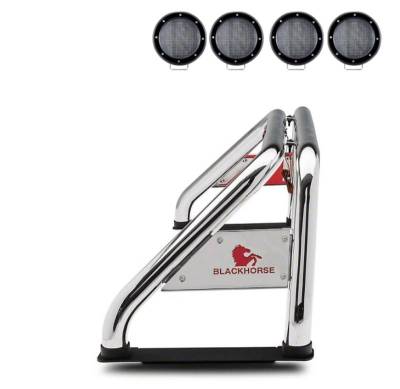 Black Horse Off Road - CLASSIC Roll Bar Kit-With 2 Set of 5.3" Black Trim Rings LED Flood Lights-Stainless Steel-2019-2026 Ram 1500 ( Excludes Classic model )|Black Horse Off Road - Image 29