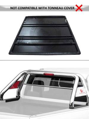 Black Horse Off Road - CLASSIC Roll Bar Kit-With 2 Set of 5.3" Black Trim Rings LED Flood Lights-Stainless Steel-2019-2026 Ram 1500 ( Excludes Classic model )|Black Horse Off Road - Image 3