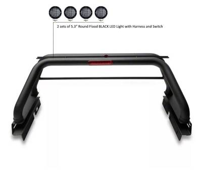 Black Horse Off Road - CLASSIC Roll Bar Kit-With 2 Set of 5.3" Black Trim Rings LED Flood Lights-Black-2015-2026 Chevrolet Colorado|2015-2026 GMC Canyon|Black Horse Off Road - Image 12