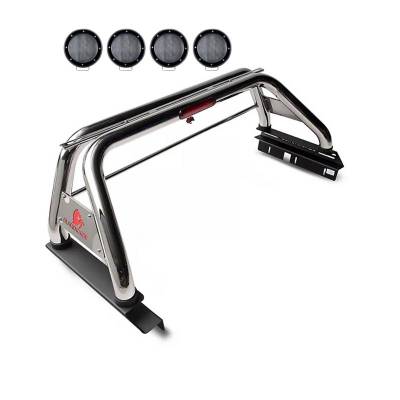 Black Horse Off Road - CLASSIC Roll Bar Kit-With 2 Set of 5.3" Black Trim Rings LED Flood Lights-Stainless Steel-2015-2026 GMC Canyon|2015-2026 Chevrolet Colorado|Black Horse Off Road - Image 3