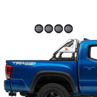 Black Horse Off Road - CLASSIC Roll Bar Kit-With 2 Set of 5.3" Black Trim Rings LED Flood Lights-Stainless Steel-2015-2026 GMC Canyon|2015-2026 Chevrolet Colorado|Black Horse Off Road - Image 15