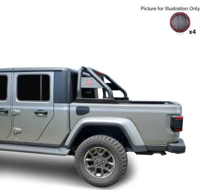 Black Horse Off Road - CLASSIC Roll Bar Kit-With 2 Set of 5.3" Black Trim Rings LED Flood Lights-Black-2020-2026 Jeep Gladiator|Black Horse Off Road - Image 9