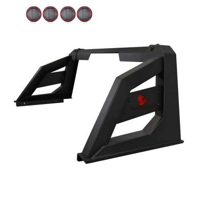 Black Horse Off Road - ARMOUR Roll Bar Kit-With 2 Set of 5.3" Black Trim Rings LED Flood Lights-Matte Black-2005-2021 Nissan Frontier|Black Horse Off Road - Image 1