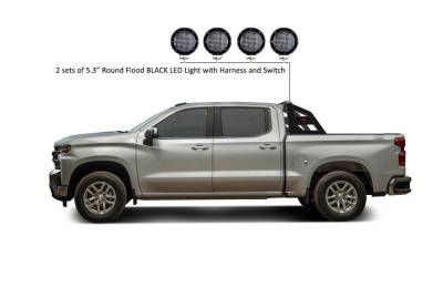 Black Horse Off Road - ARMOUR Roll Bar Kit-With 2 Set of 5.3" Black Trim Rings LED Flood Lights-Matte Black-Ram,Silverado and Sierra F-150/Titan|Black Horse Off Road - Image 7