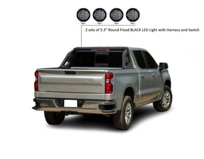 Black Horse Off Road - ARMOUR Roll Bar Kit-With 2 Set of 5.3" Black Trim Rings LED Flood Lights-Matte Black-Ram,Silverado and Sierra F-150/Titan|Black Horse Off Road - Image 5