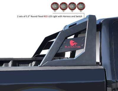 Black Horse Off Road - ARMOUR Roll Bar Kit-With 2 Set of 5.3" Black Trim Rings LED Flood Lights-Matte Black-Ram,Silverado and Sierra F-150/Titan|Black Horse Off Road - Image 3