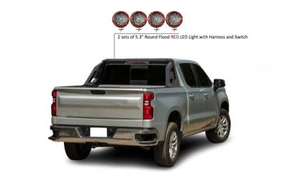 Black Horse Off Road - ARMOUR Roll Bar Kit-With 2 Set of 5.3" Black Trim Rings LED Flood Lights-Matte Black-Ram,Silverado and Sierra F-150/Titan|Black Horse Off Road - Image 5