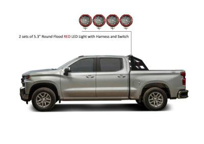 Black Horse Off Road - ARMOUR Roll Bar Kit-With 2 Set of 5.3" Black Trim Rings LED Flood Lights-Matte Black-Ram,Silverado and Sierra F-150/Titan|Black Horse Off Road - Image 7