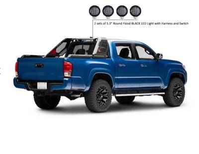 Black Horse Off Road - VIGOR Roll Bar Kit-With 2 Set of 5.3".Black Trim Rings LED Flood Lights-Black-2005-2026 Toyota Tacoma|Black Horse Off Road - Image 13