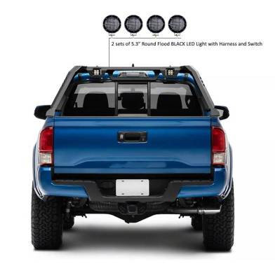 Black Horse Off Road - VIGOR Roll Bar Kit-With 2 Set of 5.3".Black Trim Rings LED Flood Lights-Black-2005-2026 Toyota Tacoma|Black Horse Off Road - Image 15