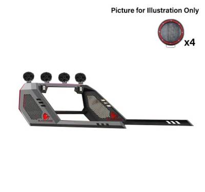Black Horse Off Road - VIGOR Roll Bar Kit-With 2 Set of 5.3" Red Trim Rings LED Flood Lights-Black-2005-2026 Toyota Tacoma|Black Horse Off Road - Image 21