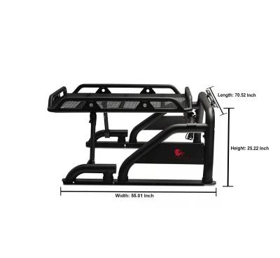 Black Horse Off Road - WARRIOR Roll Bar-With 2 Set of 5.3".Black Trim Rings LED Flood Lights-Black-Silverado/Sierra 14+,Ford F-150 15+,Dodge Ram 15+|Black Horse Off Road - Image 15