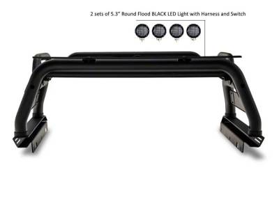 Black Horse Off Road - ATLAS Roll Bar Kit-With 2 Set of 5.3" Black Trim Rings LED Flood Lights-Black-2005-2026 Toyota Tacoma|Black Horse Off Road - Image 9