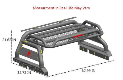 Black Horse Off Road - ATLAS Roll Bar Kit-With 2 Set of 5.3" Black Trim Rings LED Flood Lights-Black-2005-2026 Toyota Tacoma|Black Horse Off Road - Image 19