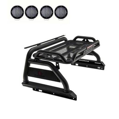 Black Horse Off Road - ATLAS Roll Bar Kit-With 2 Set of 5.3".Black Trim Rings LED Flood Lights-Black-2019-2026 Ford Ranger|Black Horse Off Road - Image 1