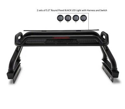 Black Horse Off Road - ATLAS Roll Bar Kit-With 2 Set of 5.3".Black Trim Rings LED Flood Lights-Black-2019-2026 Ford Ranger|Black Horse Off Road - Image 25