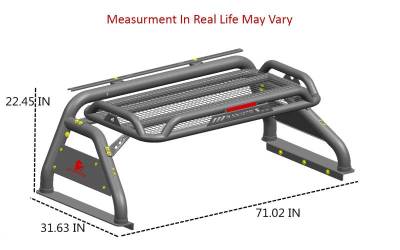 Black Horse Off Road - ATLAS Roll Bar Kit-With 2 Set of 5.3" Black Trim Rings LED Flood Lights-Black-Silverado/Sierra 14+,Ford F-150 15+,Dodge Ram 15+|Black Horse Off Road - Image 19